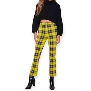 FOREVER 21 YELLOW & BLACK PLAD FLAIR PANTS SZ.L EUC.